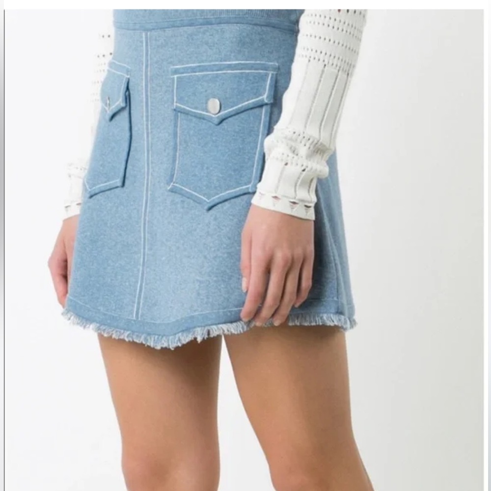 10 Crosby Derek Lam Blue Knotted Mini A-Line Skirt Size S Casual